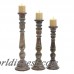 One Allium Way Lincoln 3 Piece Wood Candlestick Set OAWY6362